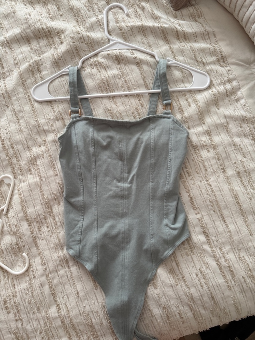 H&M Sage Green Ribbed Bodysuit